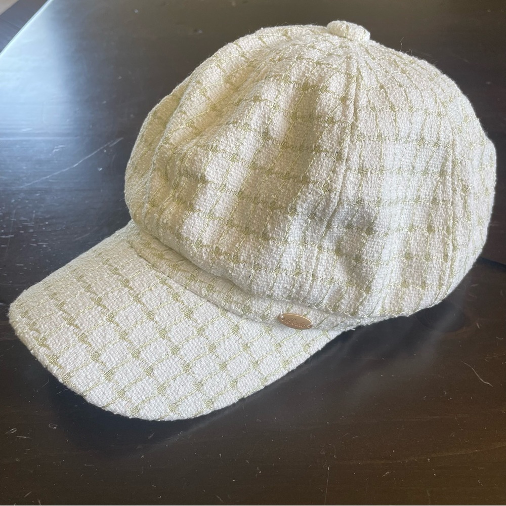 Baker Boy Plaid white and soft lime green NEW